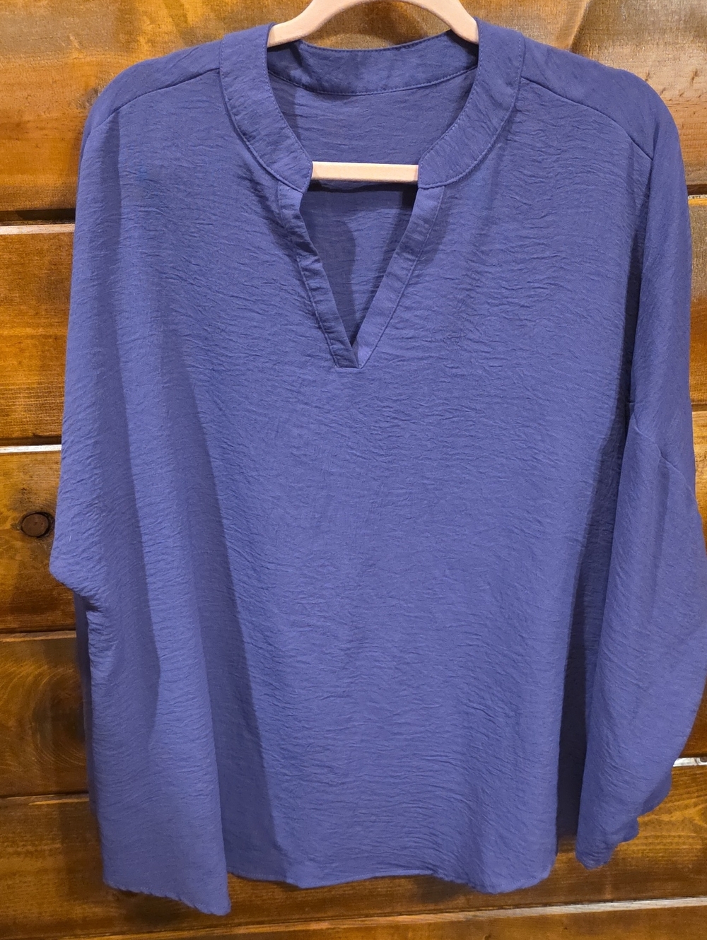 Purple V-Neck Long Sleeve Top